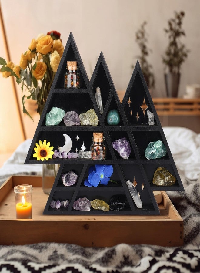 KOYILTD Gothic Decor Unique Trinket Shelf Wooden Crystal Display Shelf Wooden Gothic Bedroom Decor Witchy Wall Decoration Goth Bedroom Decor Spiritual Gift for Home Living Room (1, Triangle) - Image 4